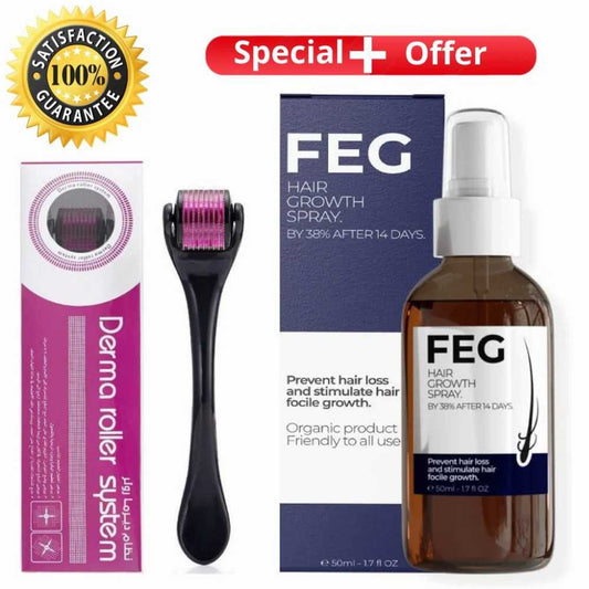 بخاخ FEG لنمو الشعر + ديرما رولر (Pack of 2)